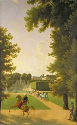 Promenade van Napoleon I (1769-1821) en Marie-Louise (1791-1847) in het Parc de Saint-Cloud in 1810